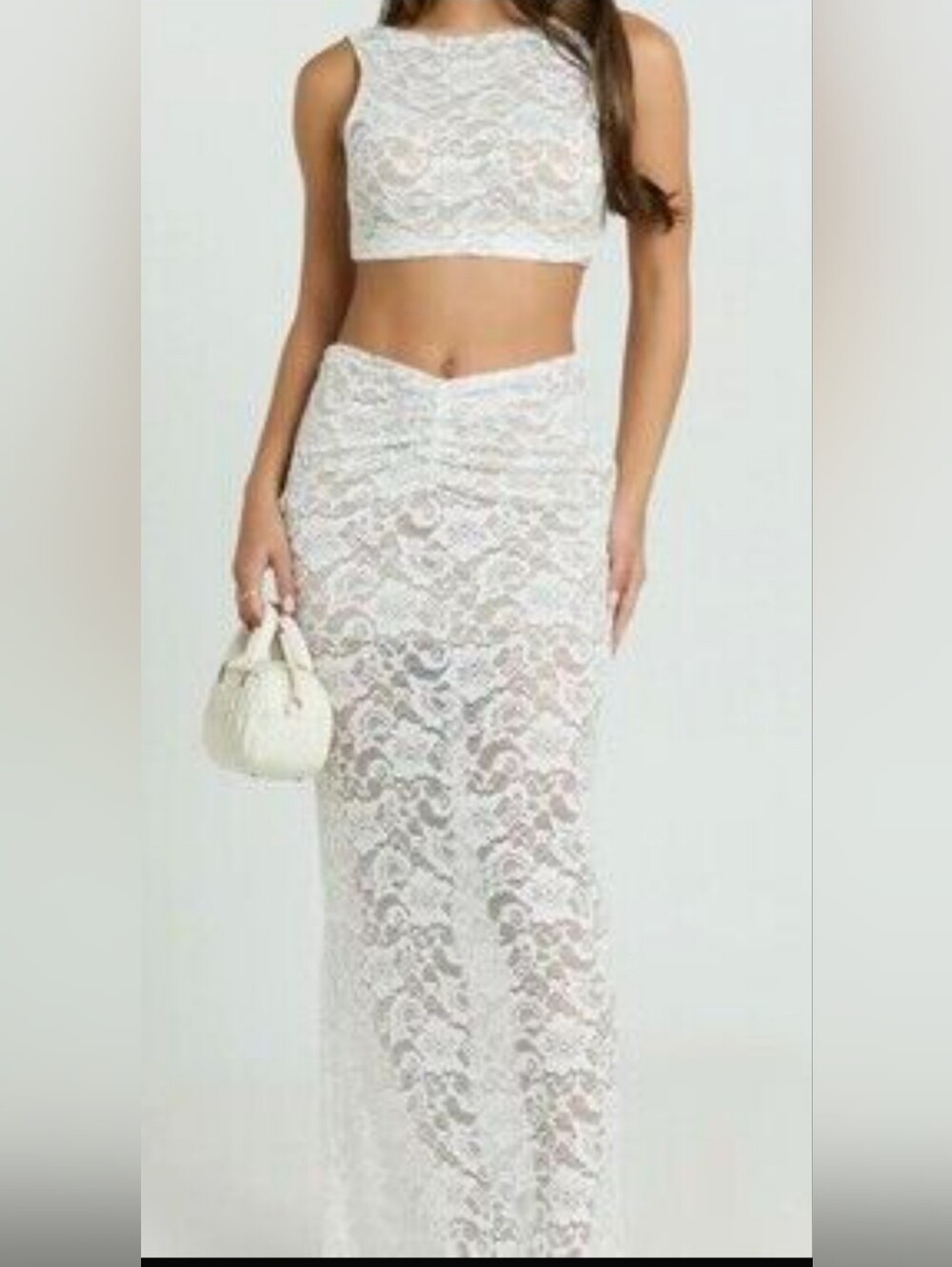 NWT! Showpo. Lace Maxi Skirt And Top in White